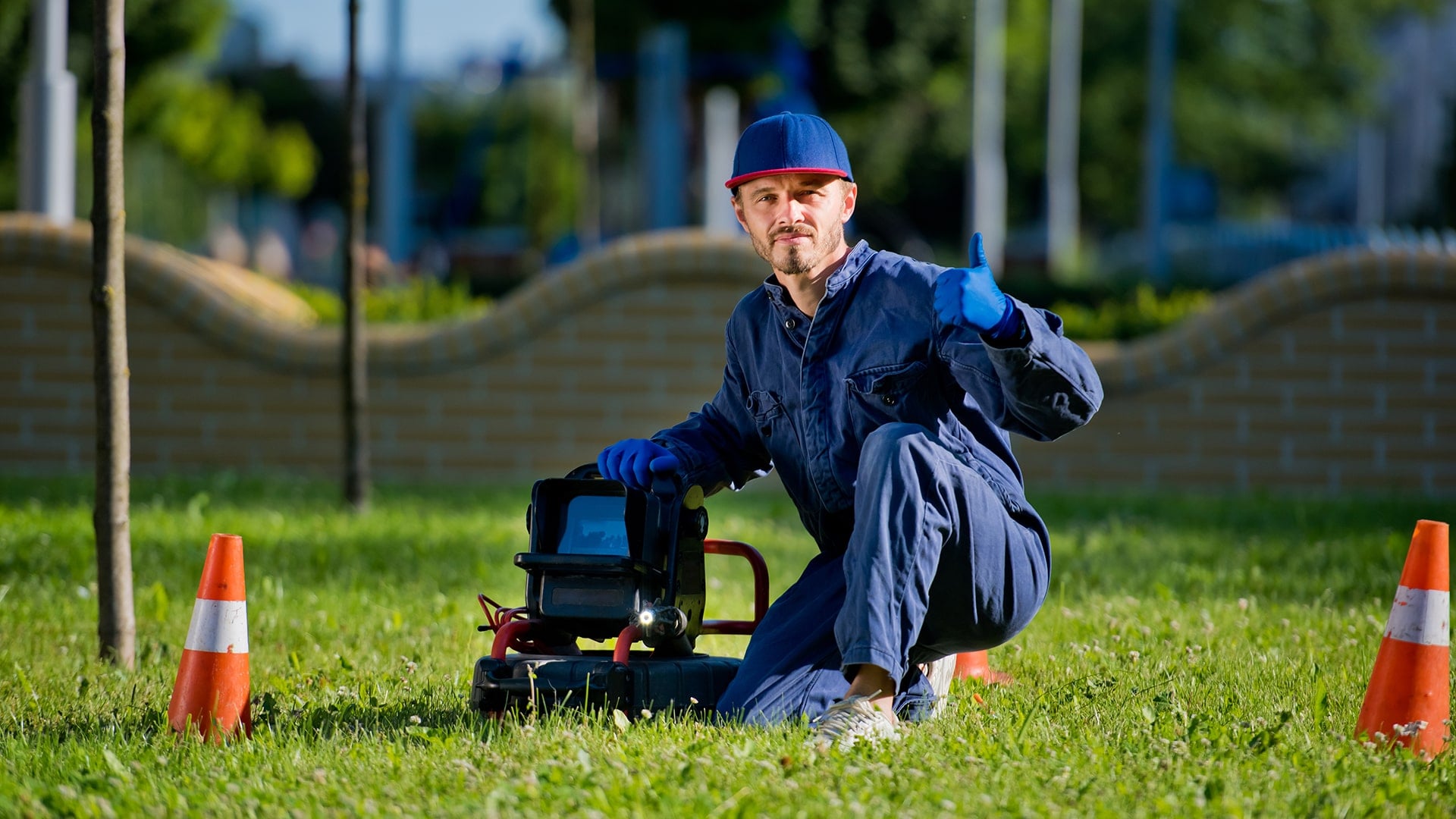 Kanal TV-Untersuchung mit professioneller Kamera